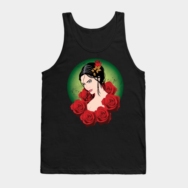 Girl and Flowers Tank Top by mounier